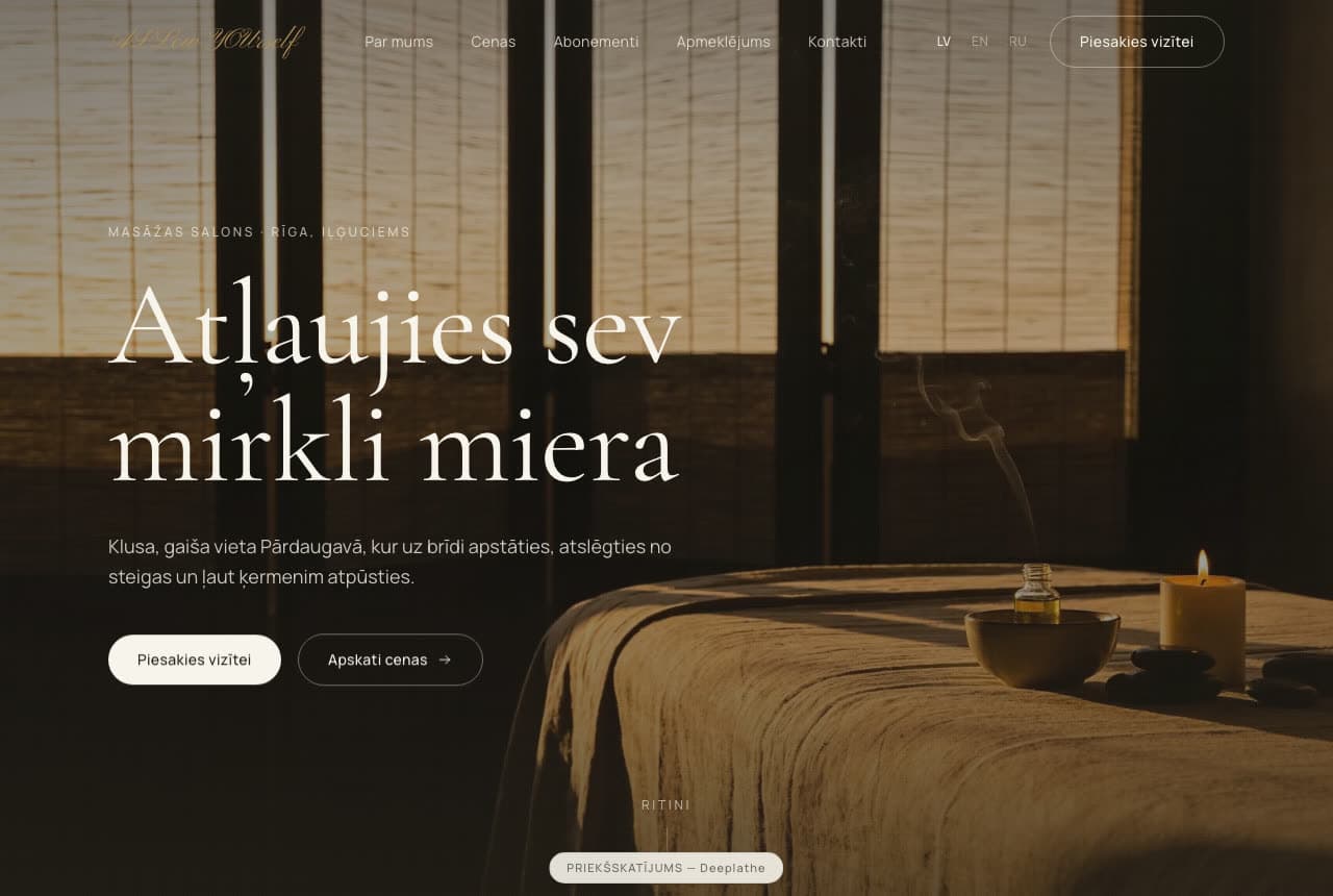 Screenshot of the Atļaujies website