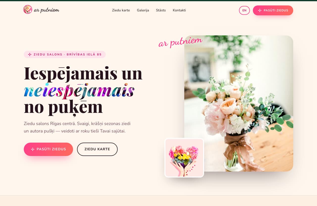 Screenshot of the Ar Putniem website