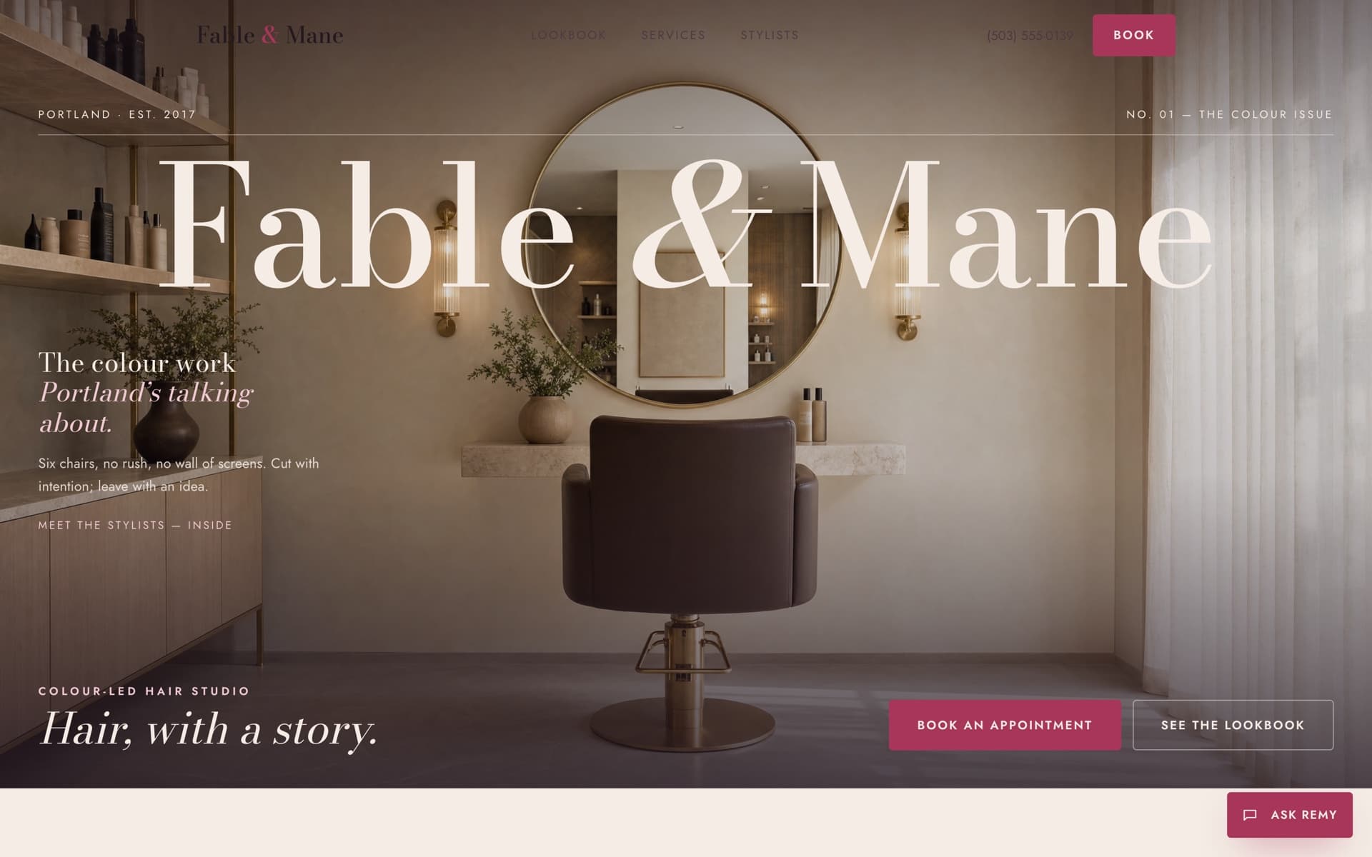 Fable & Mane, a sample hair salon site we built