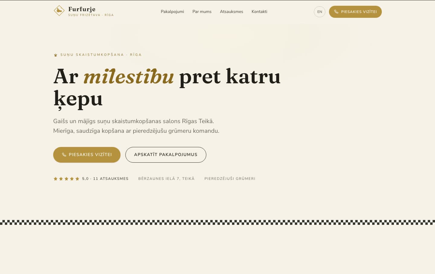 Screenshot of the Furfurje website